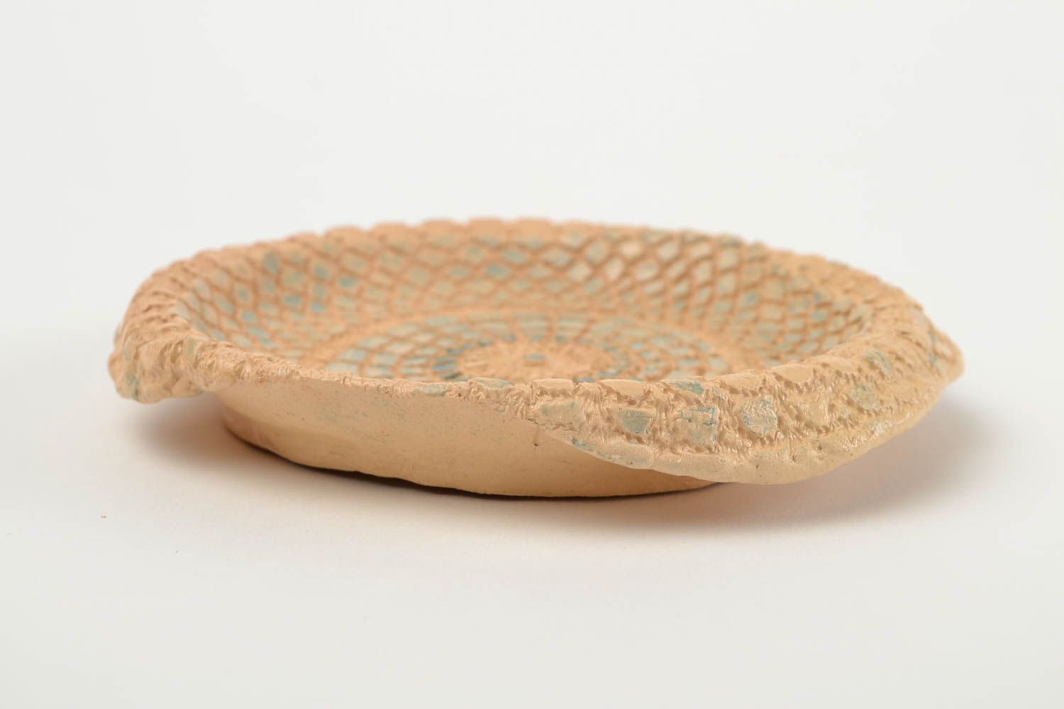 Маленькое блюдце под чашку ручной работы глиняная посуда керамическая тарелка фото 4
