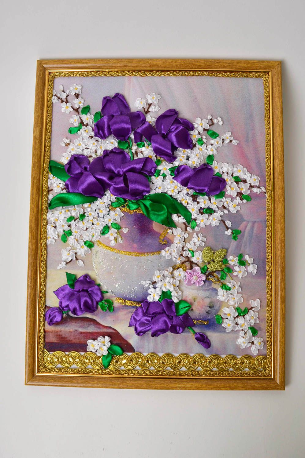 Home decor framed wall picture design panel with flowers decorative use only photo 2