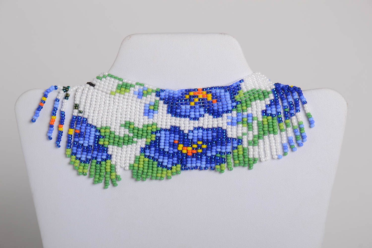 Handmade beaded necklace accessory in ethnic style festive flower jewelry photo 2