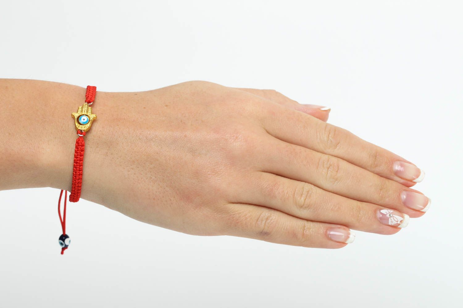 Bracelet textile Bijou fait main rouge talisman Accessoire femme original photo 5