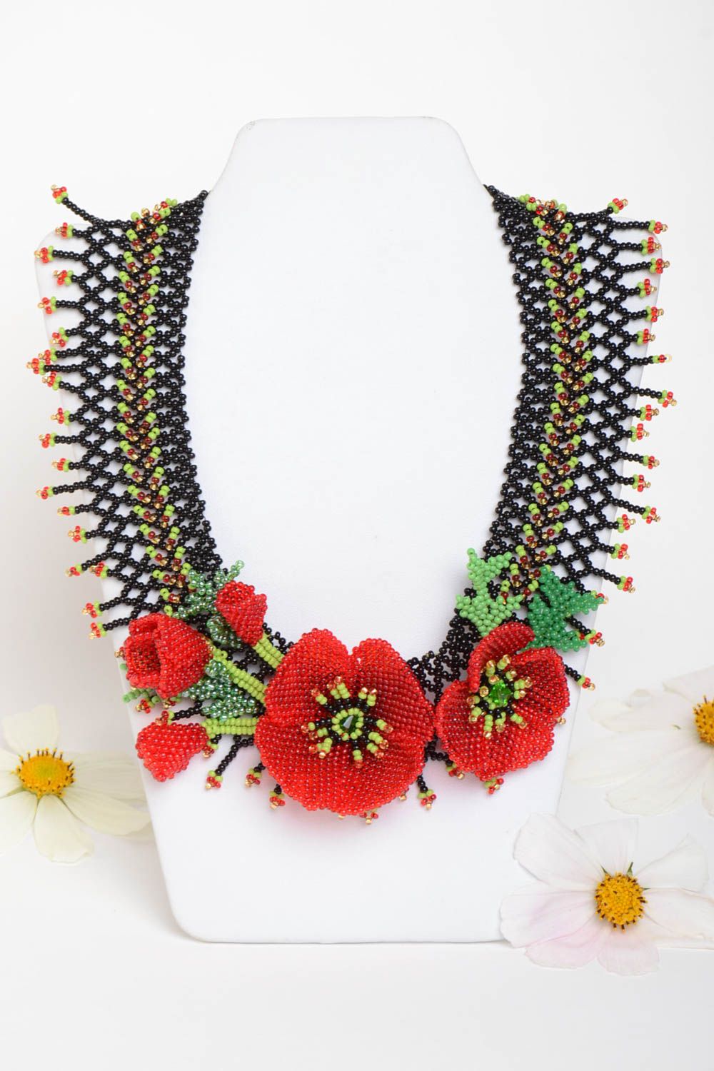 Handmade Modeschmuck Collier Schmuck aus Rocailles Accessoire für Frauen massiv foto 1