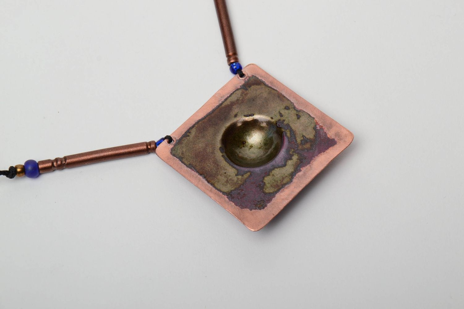 Copper pendant painted with colorful enamel photo 5