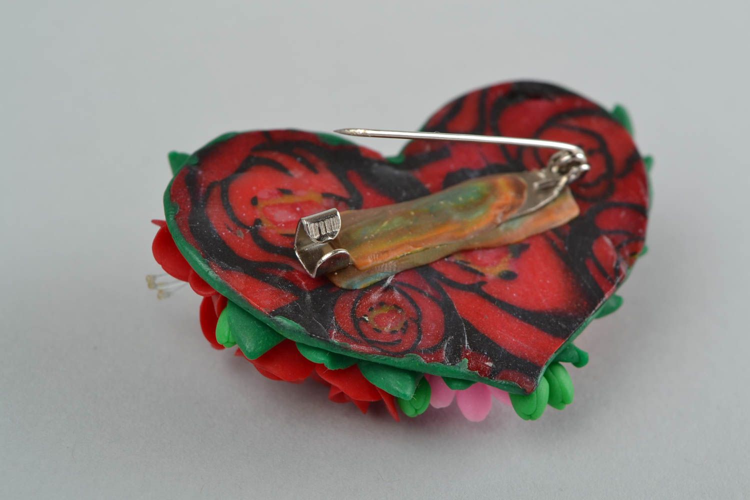 Beautiful handmade designer heart shaped plastic flower brooch for girls photo 5