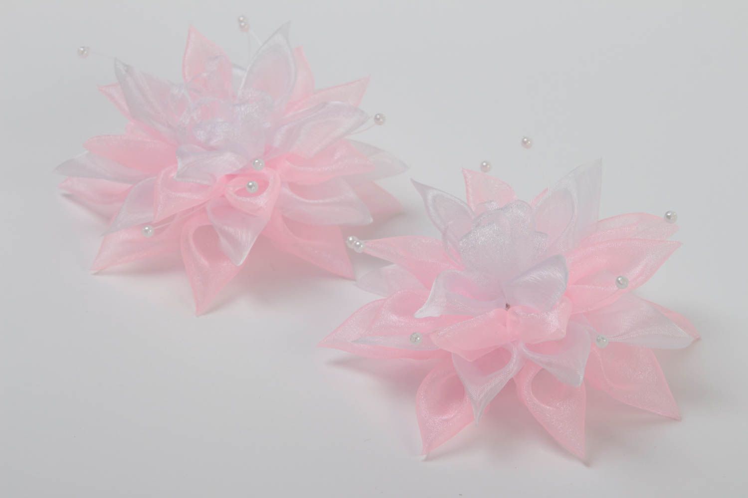 Set of 2 handmade flower hair ties hair scrunchies for kids accessories for girl photo 3