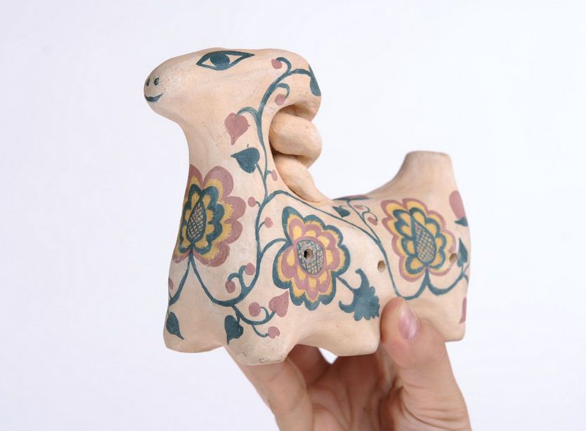 Toy-whistle made of clay Lamb photo 3
