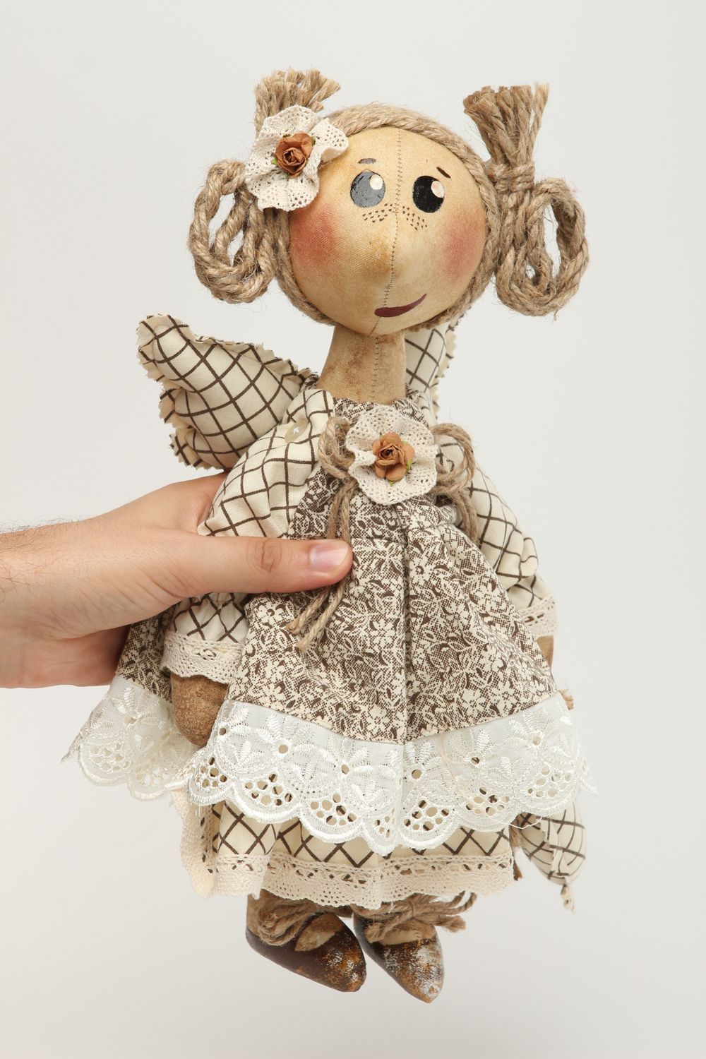 Muñeca artesanal de algodón y pana decoración de interior juguete decorativo foto 5
