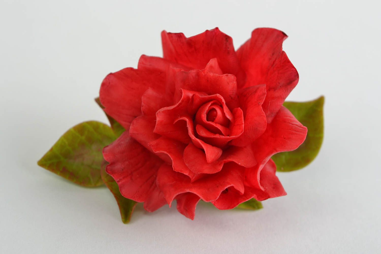 Rote Haarspange Blume handmade bunt aus Porzellan grell für Mädchen Frisur foto 1
