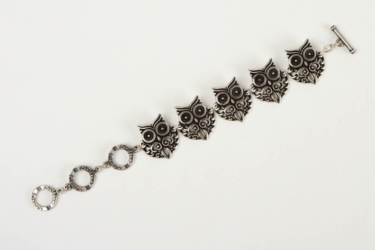 Handmade Modeschmuck Armband Eulen aus Metall Designer Schmuck Frauen Accessoire foto 3