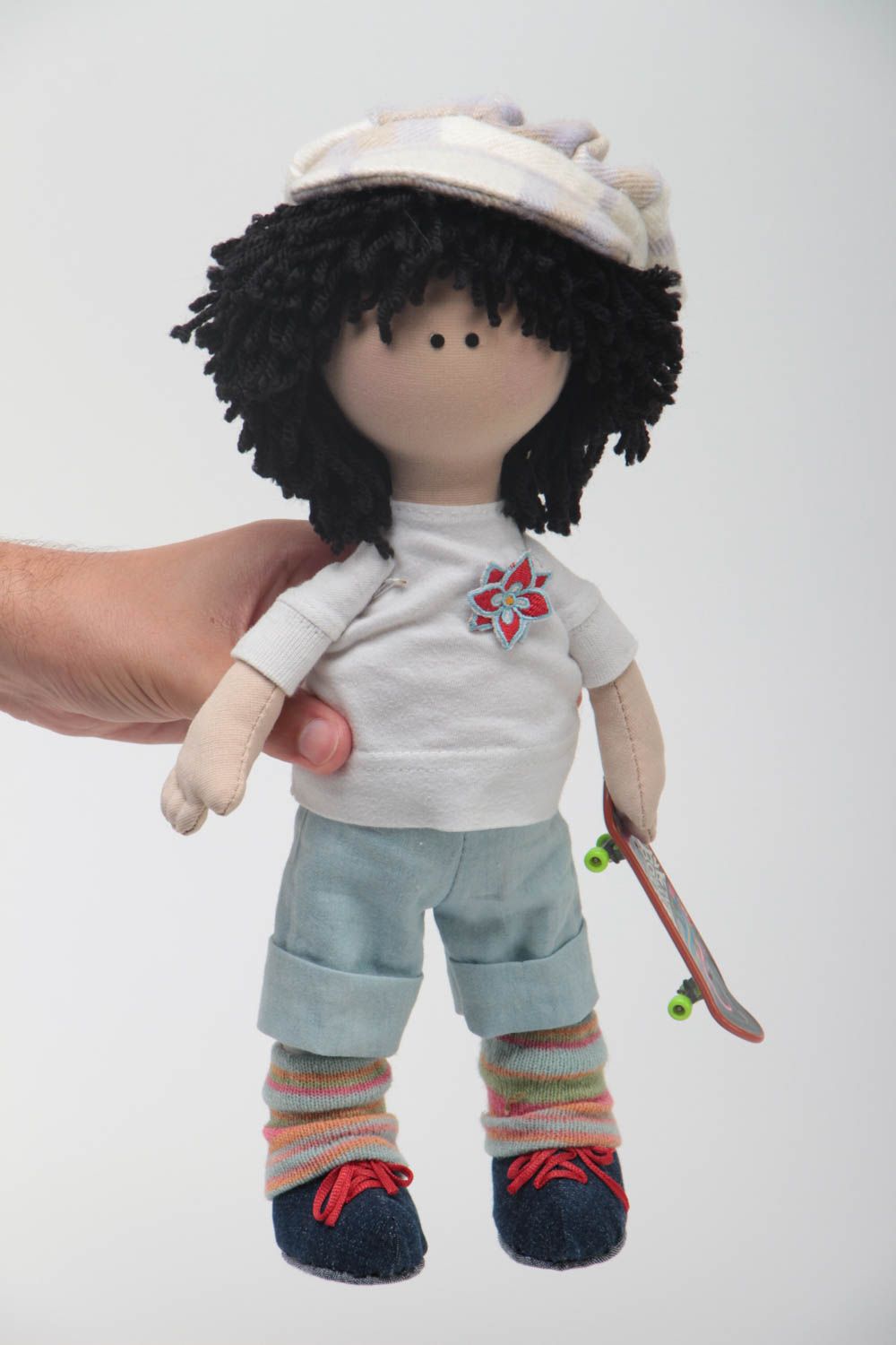 Designer handmade Puppe aus Stoff originell für Haus Interieur mit Haaren foto 5