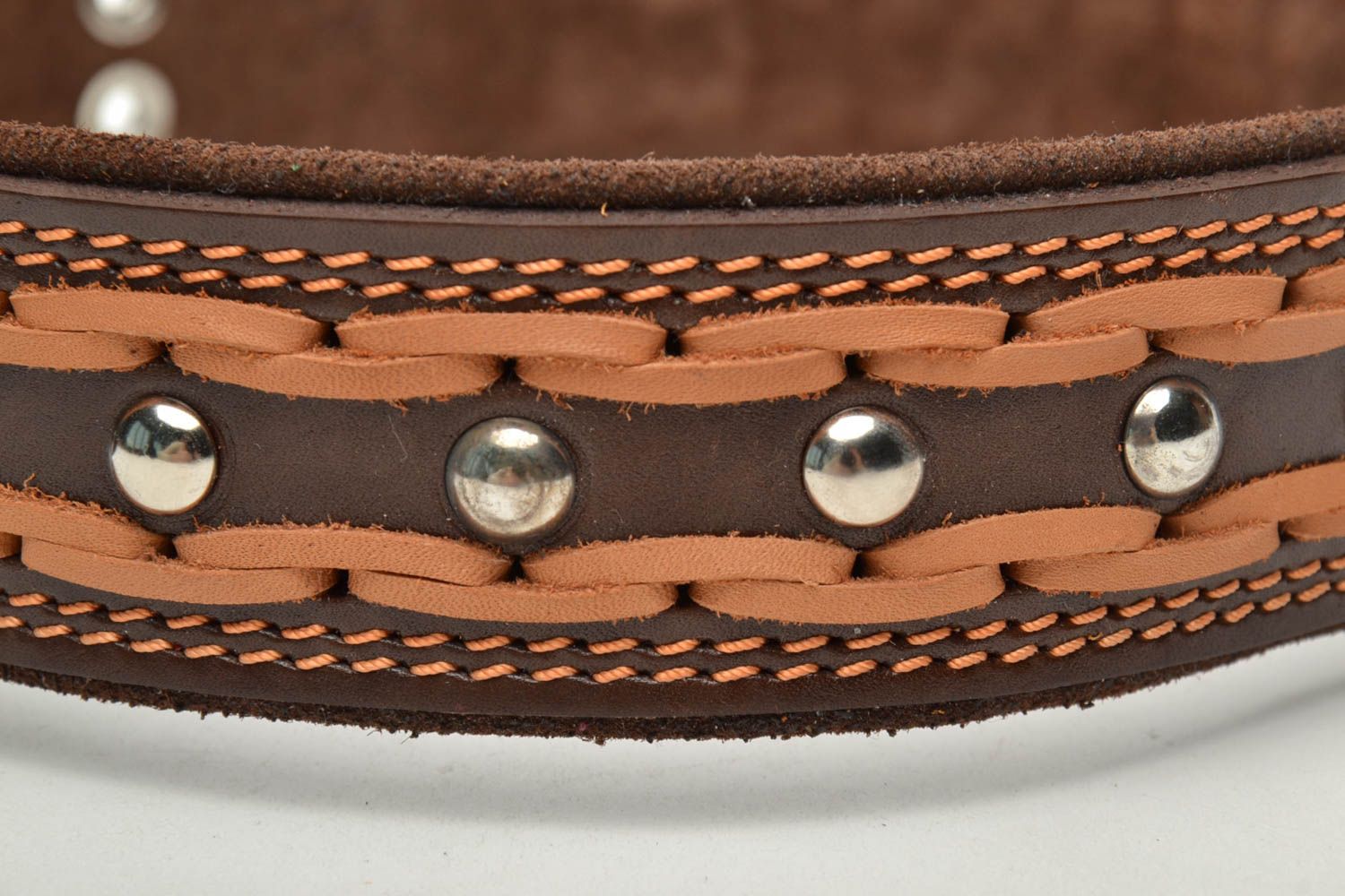 Brown leather collar for big dog photo 3
