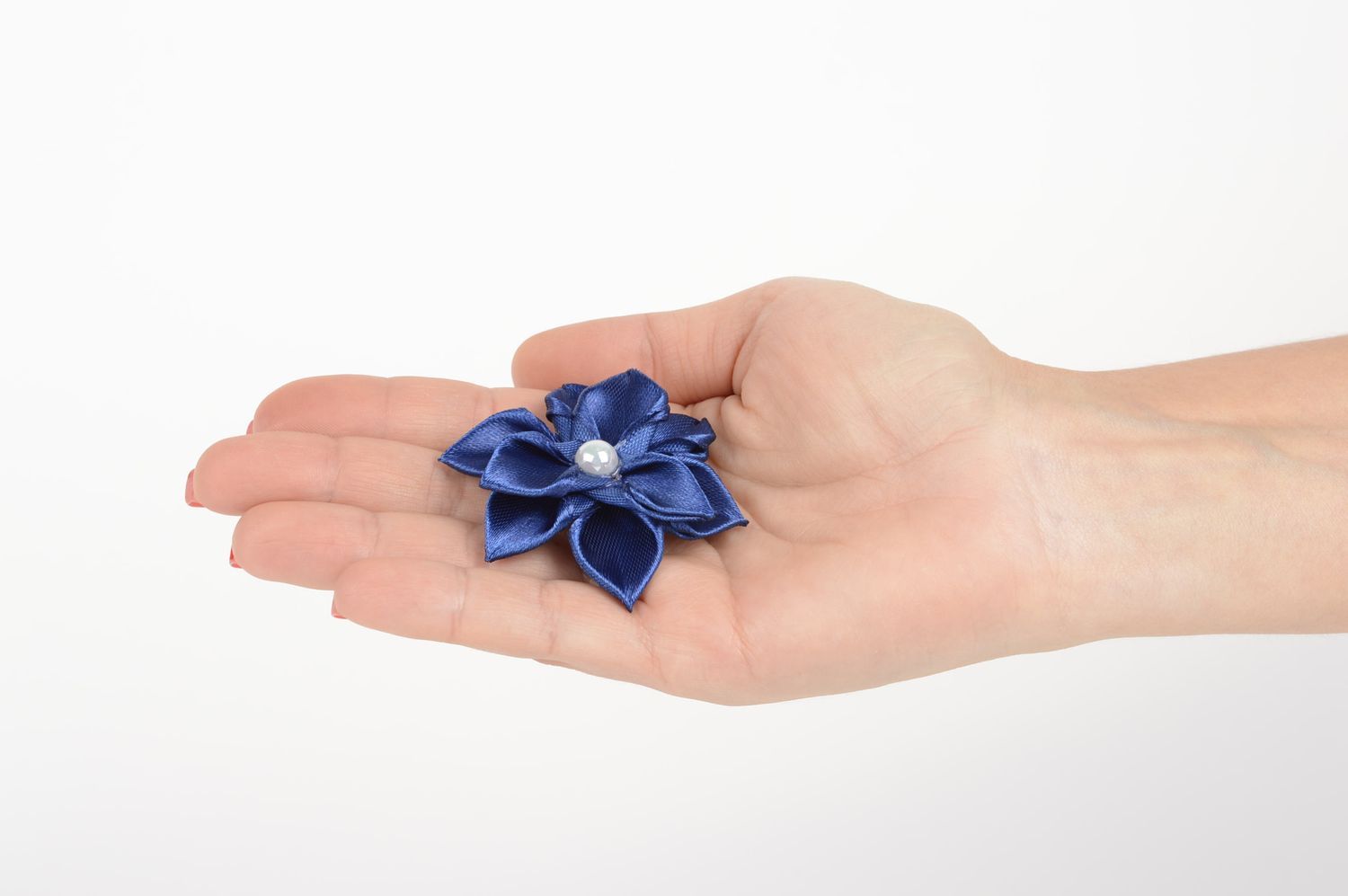 Children handmade scrunchy blue satin ribbon accessory for girls gift idea photo 4