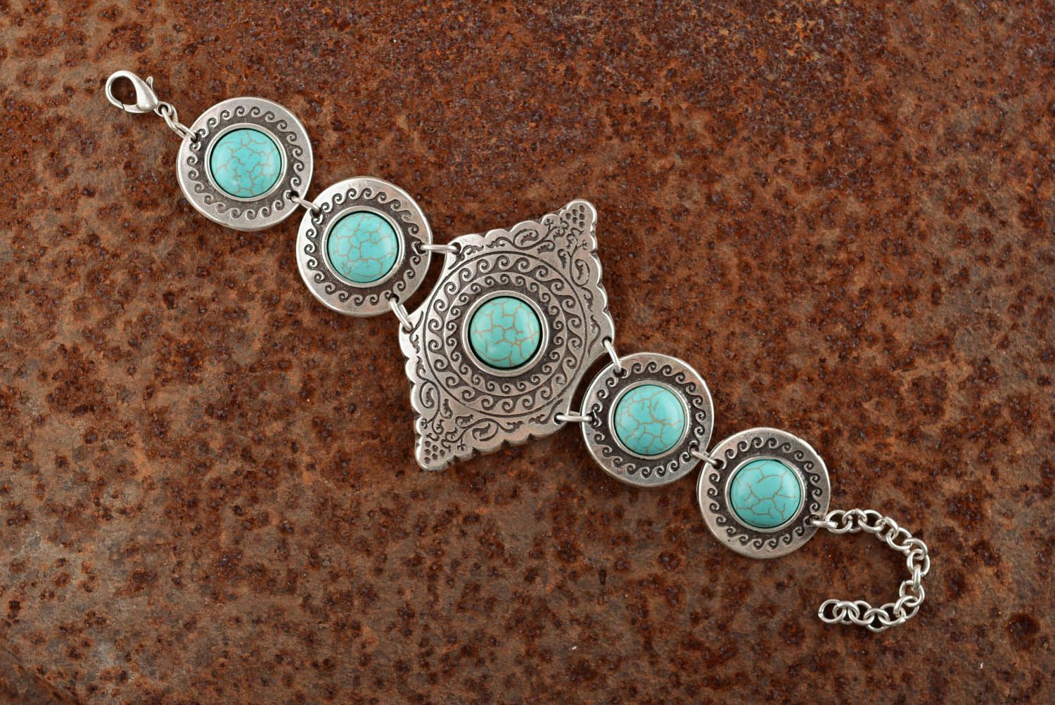 Metal bracelet with turquoise Rozidah photo 1