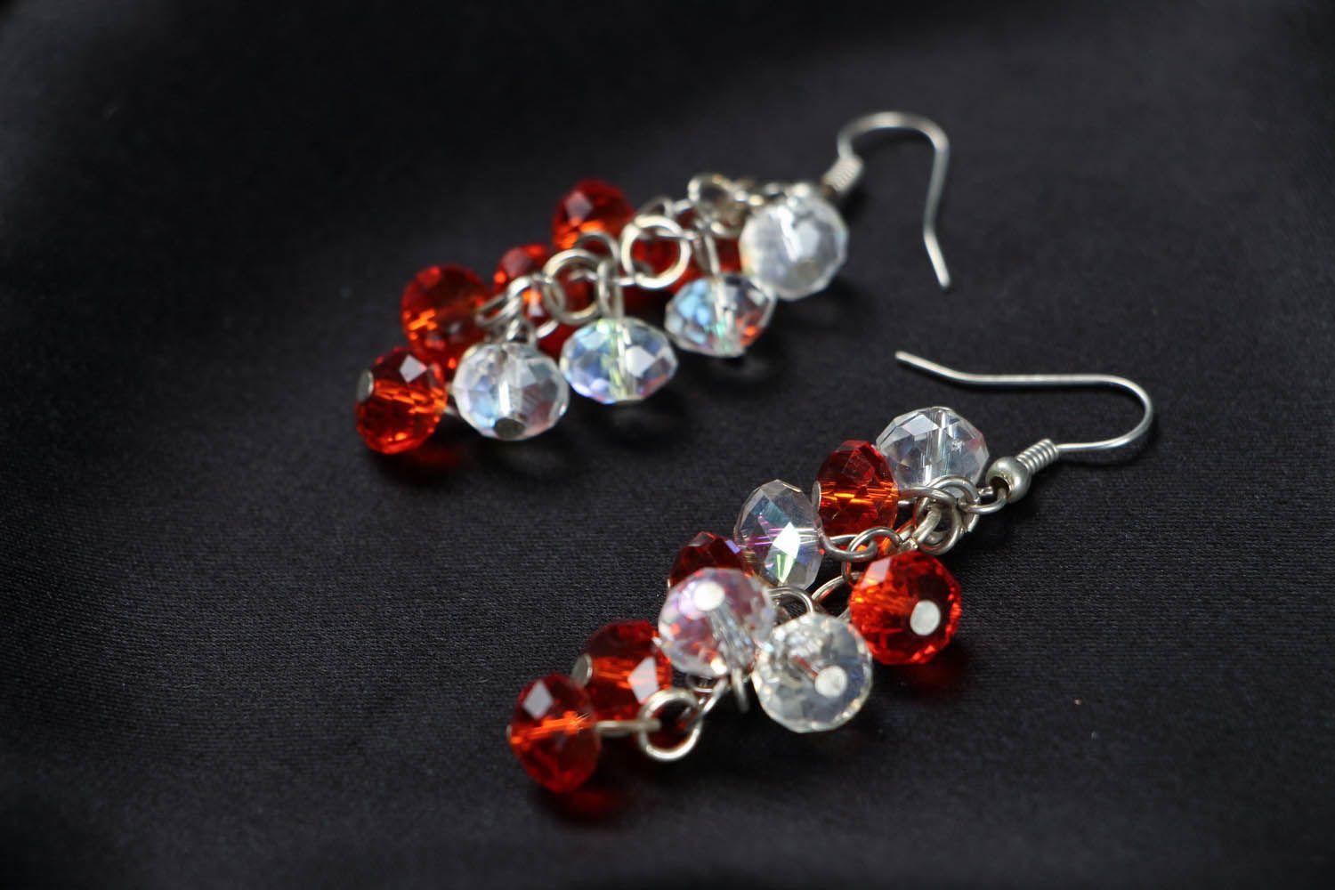 Crystal earrings with beads photo 2