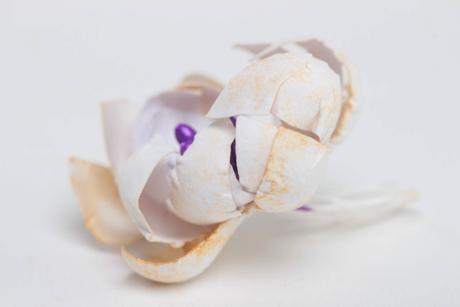 Fleur en papier blanche faite main pour scrapbooking petite décorative originale photo 3