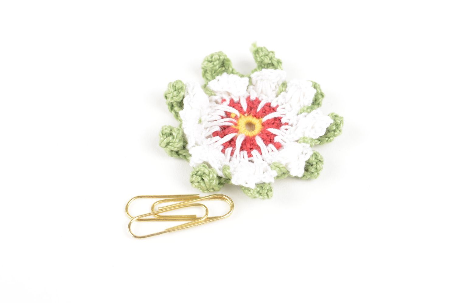 Handmade Haarspange Rohling Broschen Modeschmuck Haarschmuck Blume gehäkelt foto 5