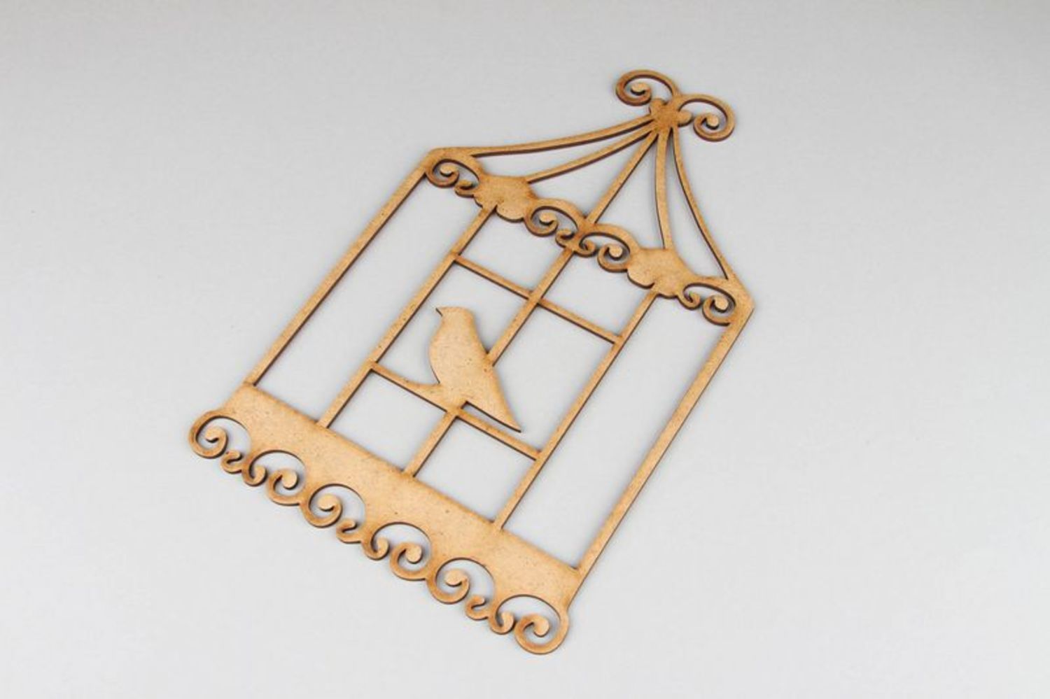 Chipboard, wooden blank for scrapbooking Large cage with a birdie photo 2