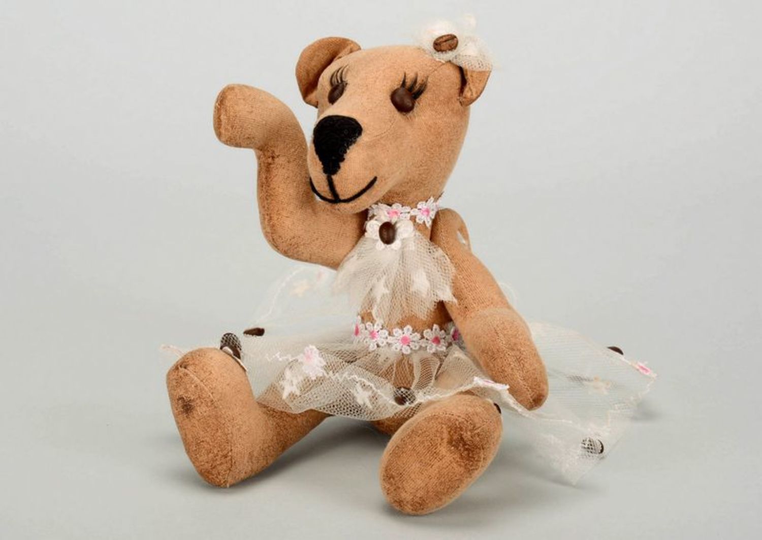 Fragranced toy made from cotton and coffee beans Bear bride  photo 5