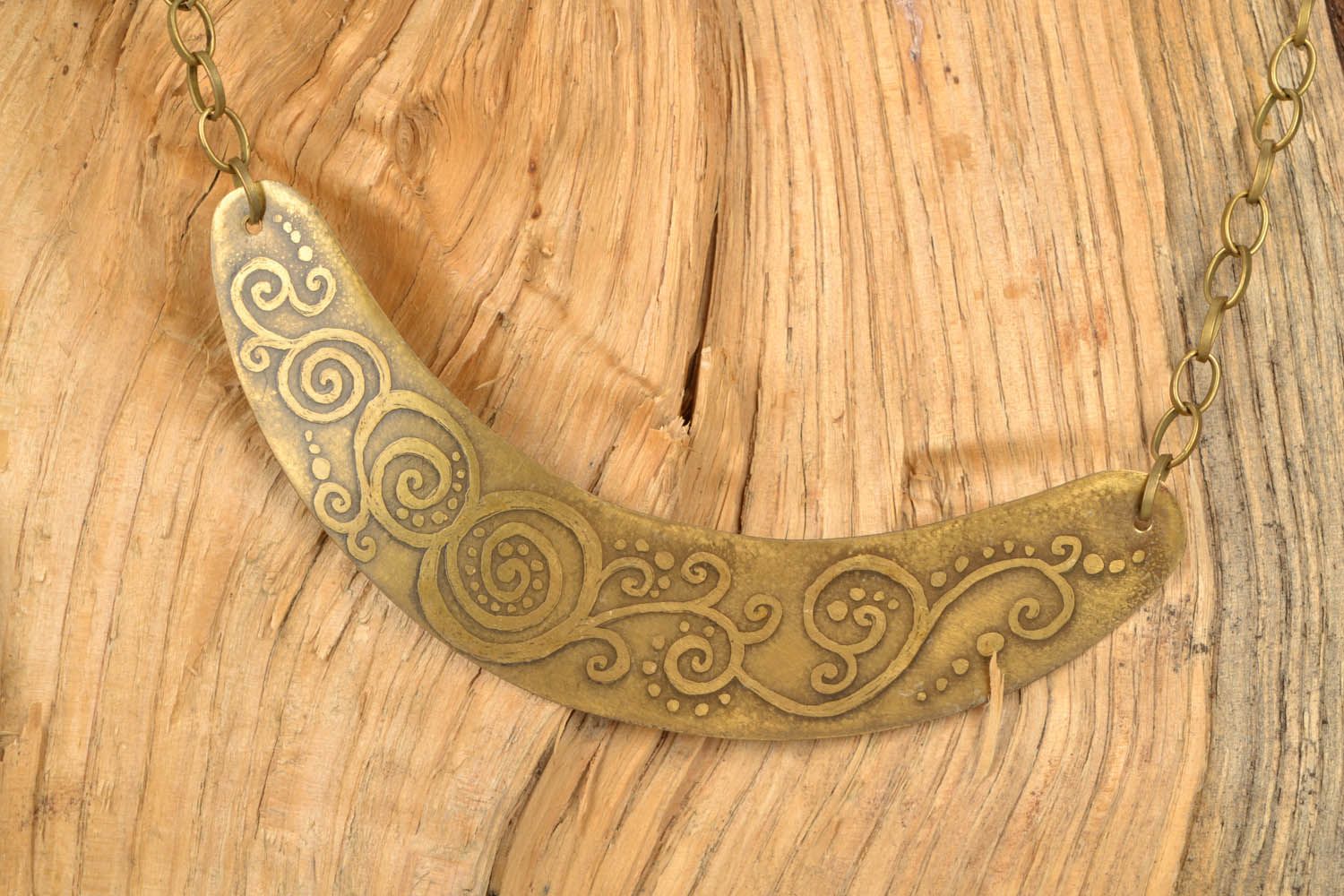 Brass necklace with original pattern photo 1