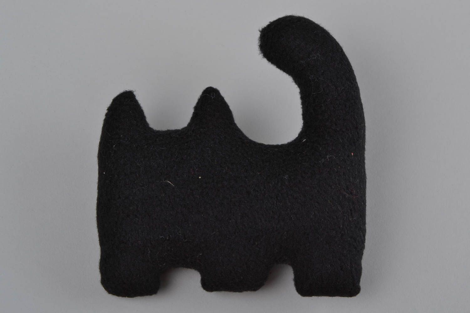 Мягкая игрушка ручной работы кот черный из флиса детская авторского дизайна фото 5
