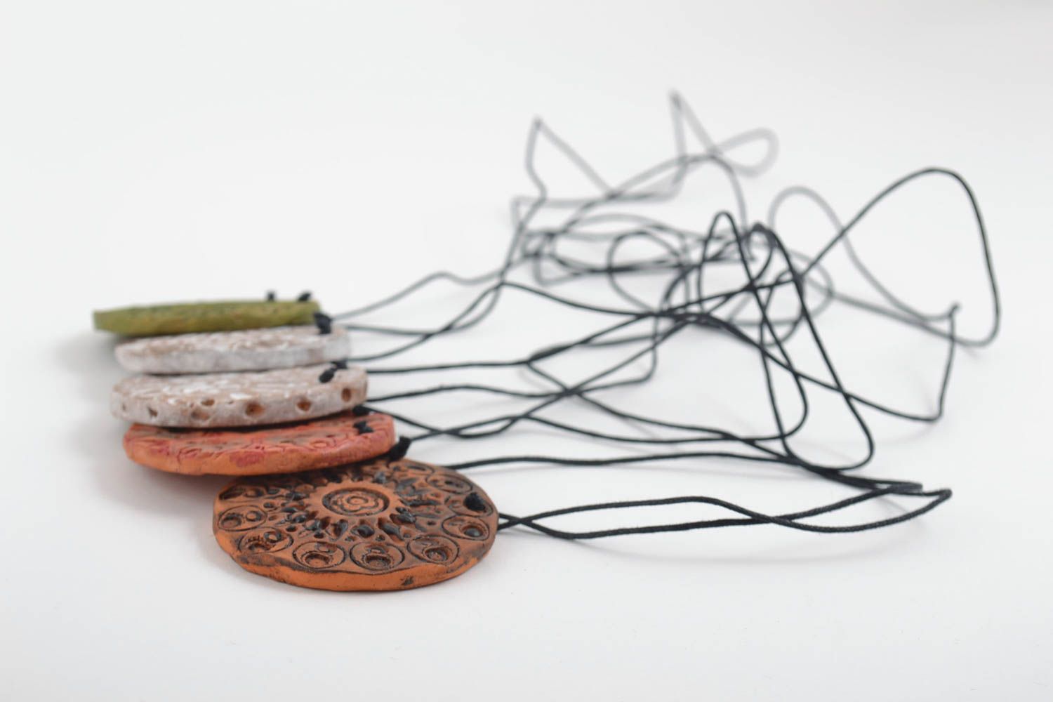 Anhänger aus Ton handgemachter Schmuck Halsketten für Frauen Schmuck Set 5 Stück foto 4
