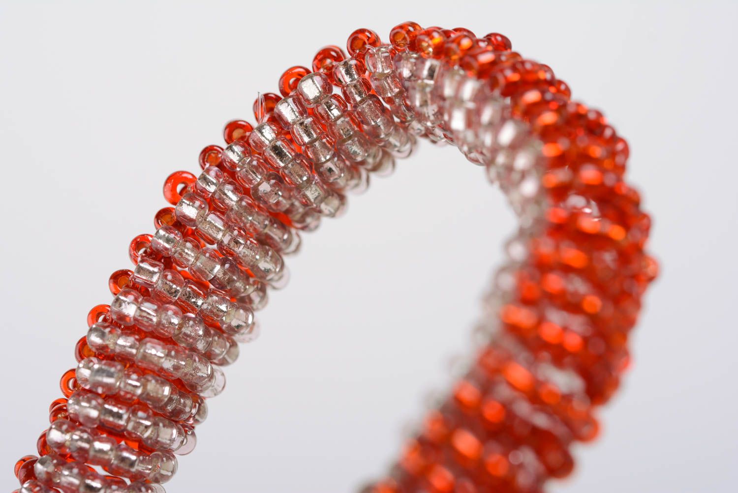 Beaded handmade bracelet in orange color beautiful everyday fashion accessory photo 5
