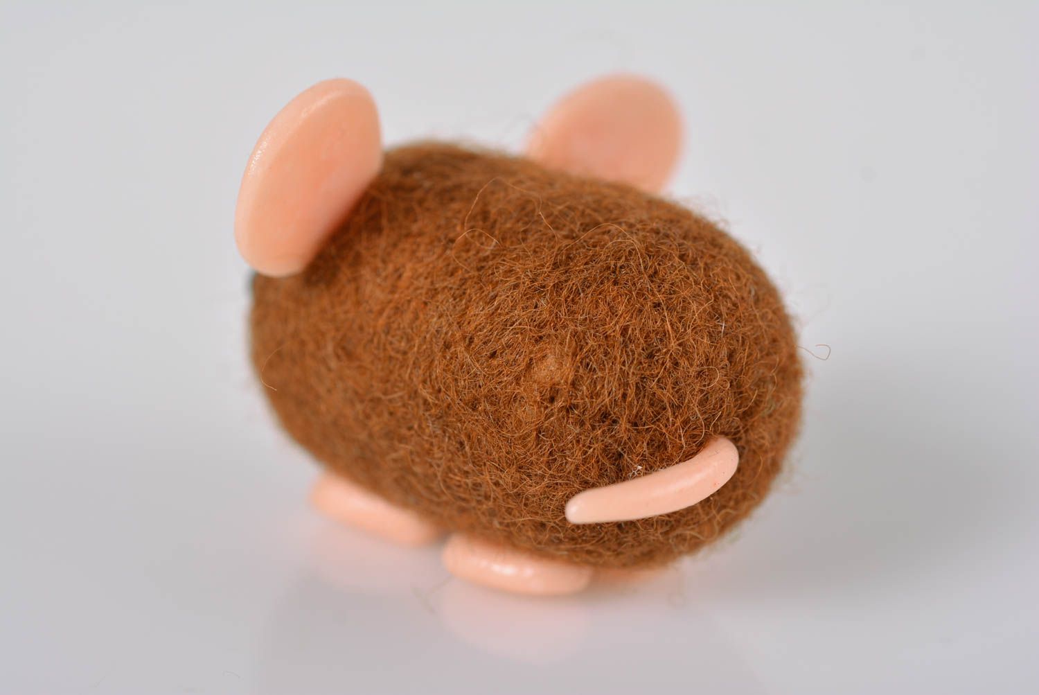 Brown woolen toy interior decoration plastic statuette cute mouse figurine photo 3