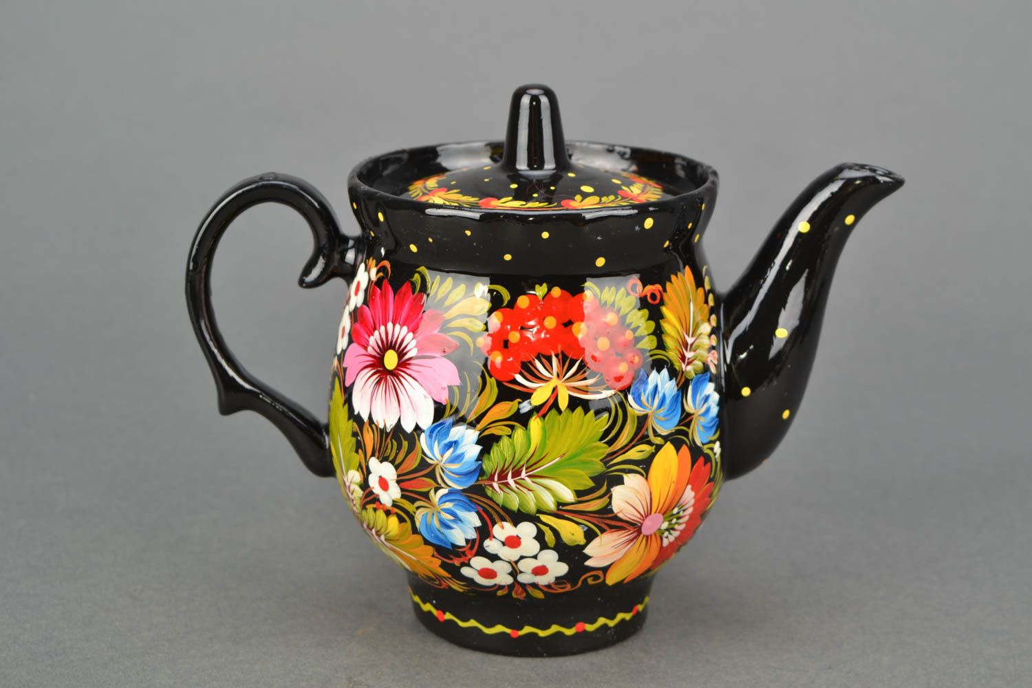 Porcelain teapot with Petrikov painting photo 3
