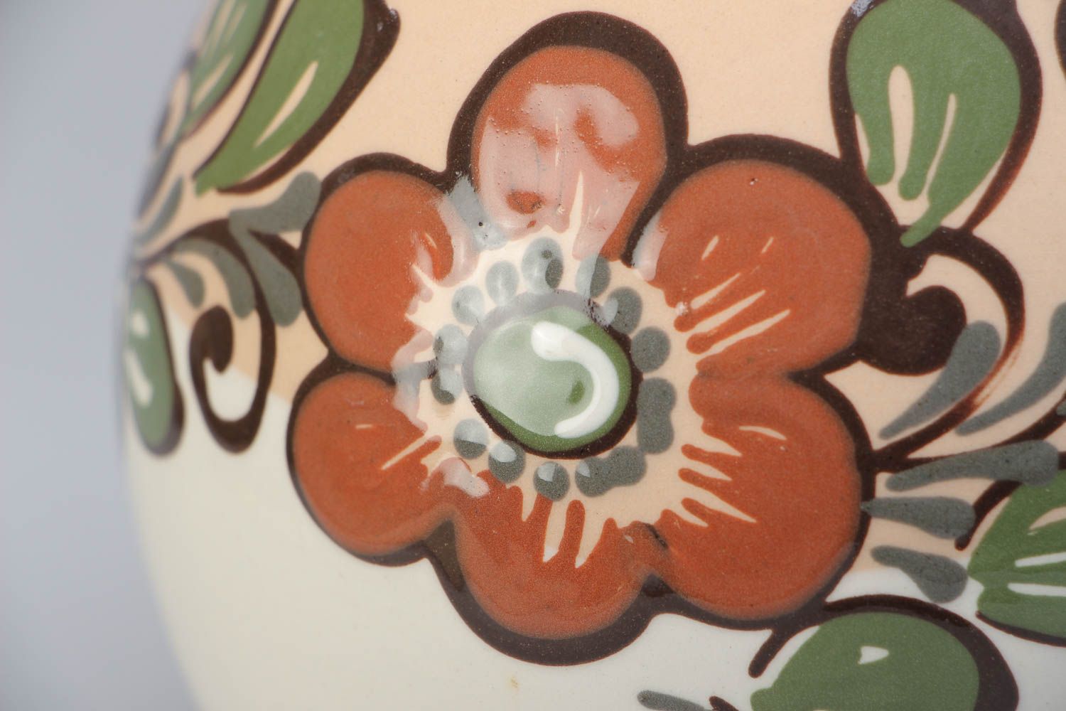 Jarro de barro de cerámica artesanal pintado volumen 2.5 l con ornamento foto 3