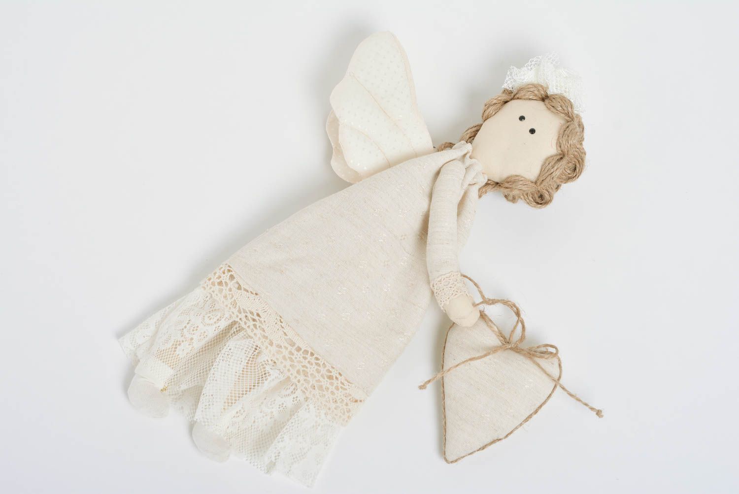 Мягкая игрушка ангел светлая красивая на петельке для декора дома ручная работа фото 4