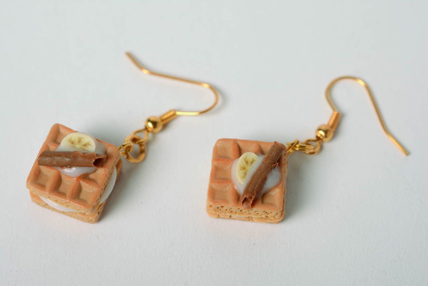 Beautiful handmade women's polymer clay earrings in the shape of cakes photo 2