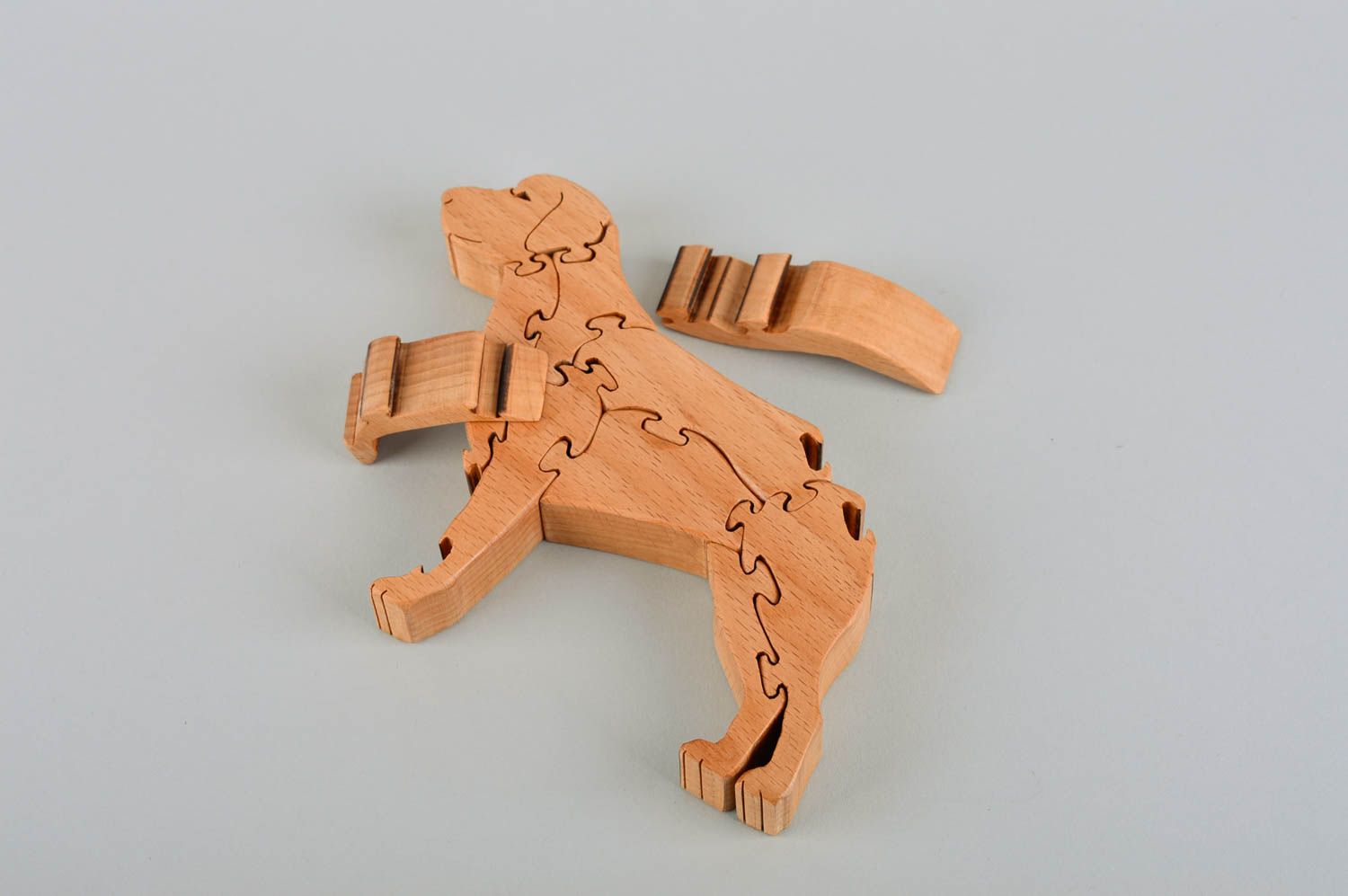 Rompecabezas de madera artesanal juguete infantil pasatiempo original perro foto 5