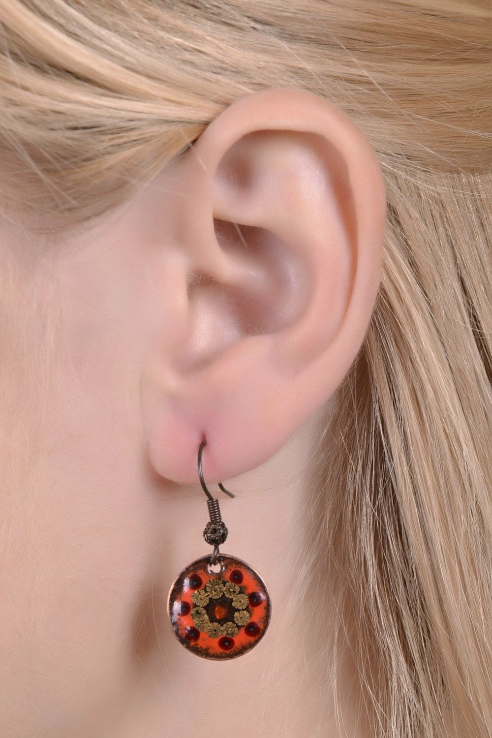 Emaillierte Ohrringe aus Kupfer foto 4