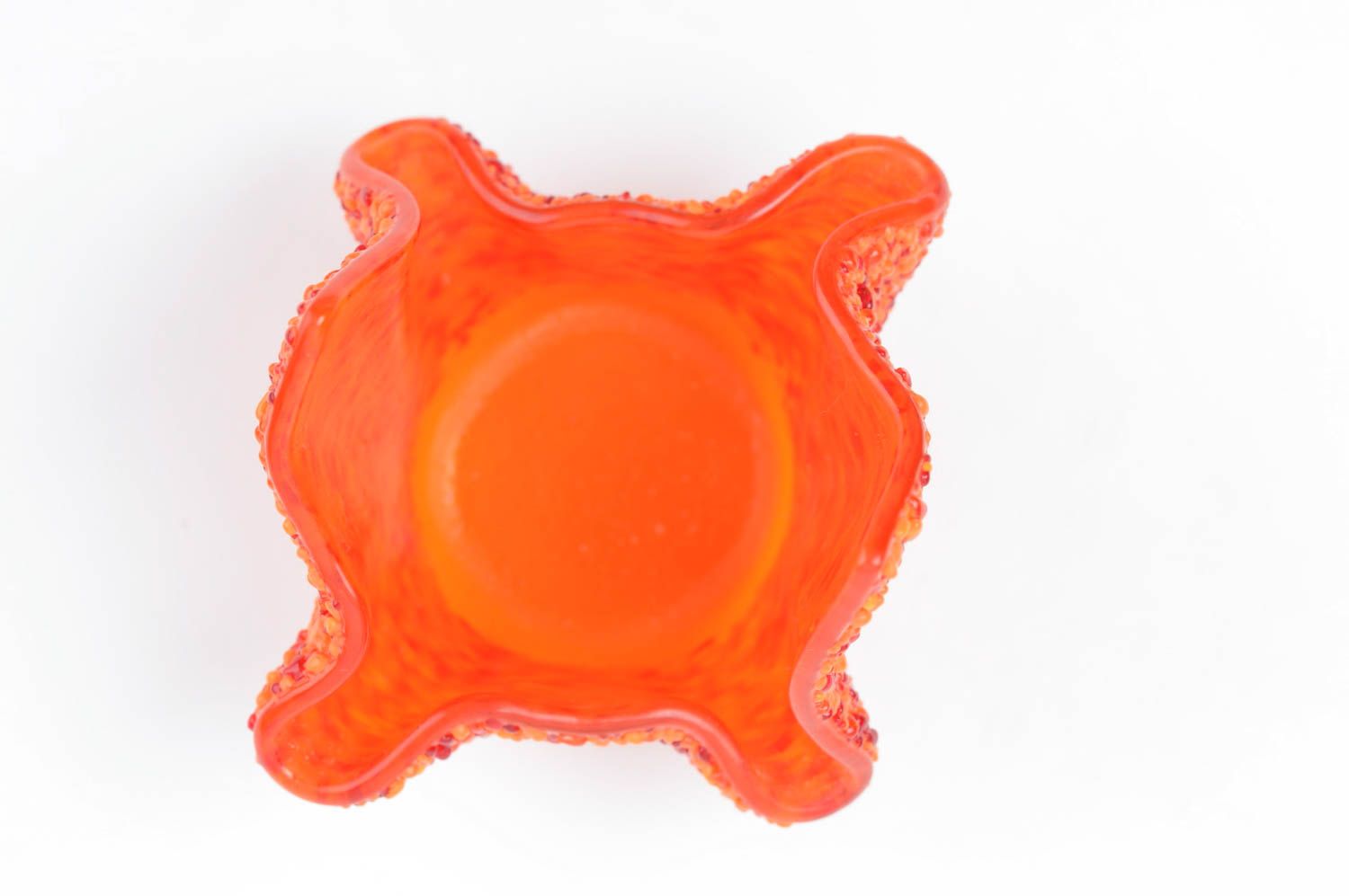 Bougeoir design Support bougie fait main en verre Cadeau original orange photo 4