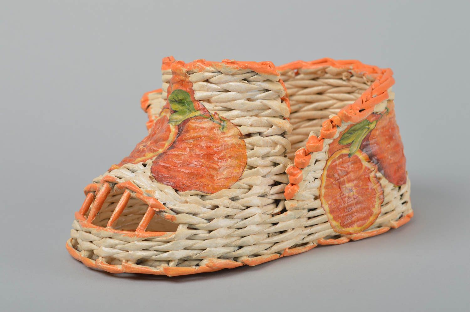 Panier tressé fait main Corbeille en papier en forme de soulier Rangement maison photo 1