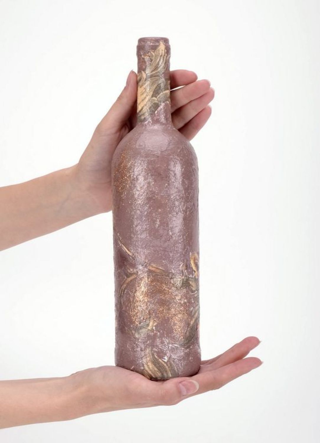 Декоративная бутылка в технике декупаж Кот фото 5