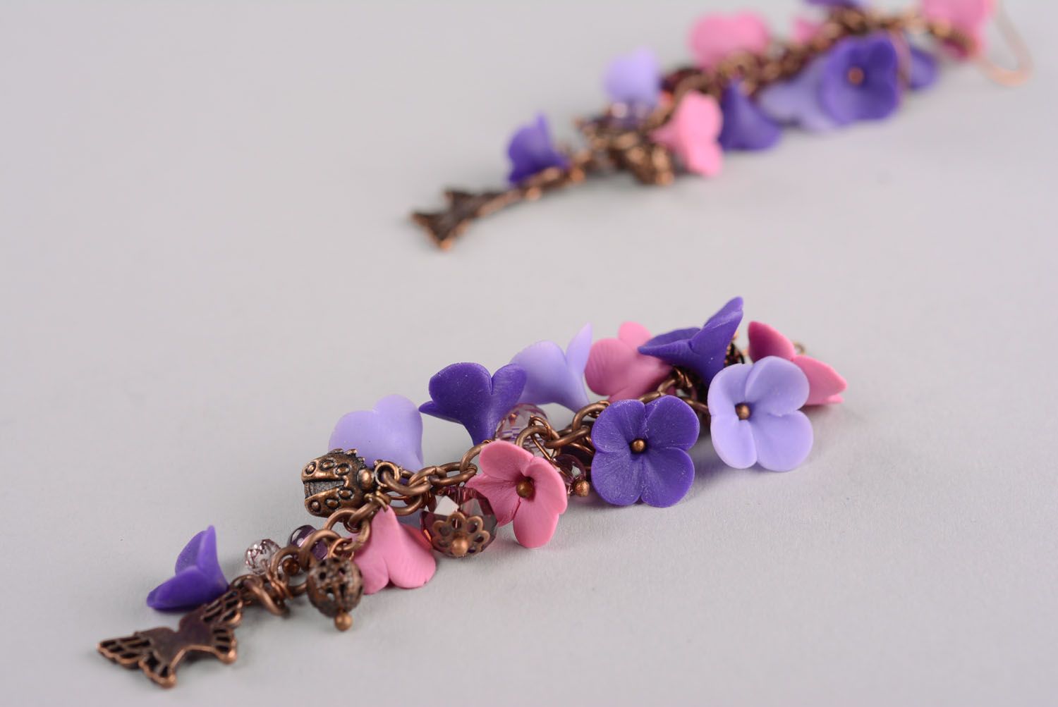 Long plastic earrings Lilac photo 4
