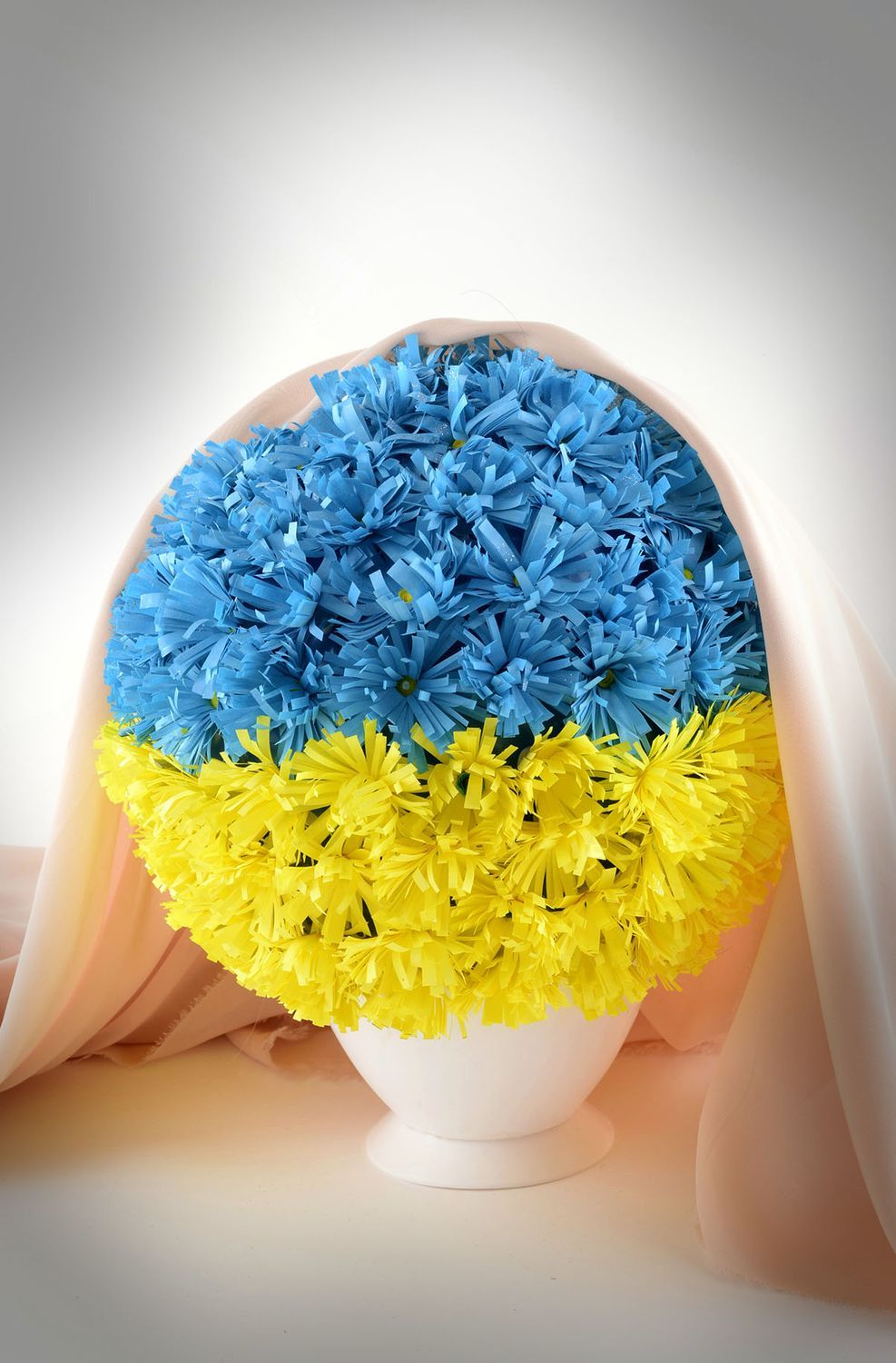 Bouquet de Fleurs artificielles fait main bleu-jaune en papier Déco maison photo 5