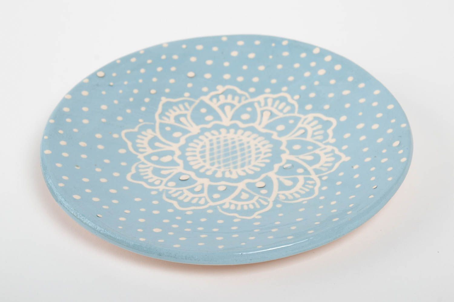 Assiette plate fait main Service vaisselle céramique bleue vaisselle design photo 3