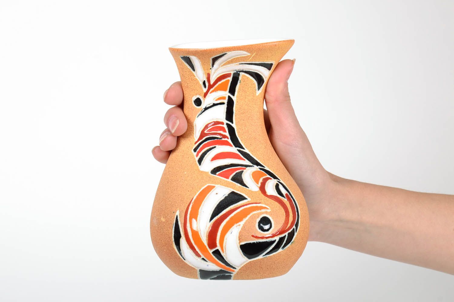 Керамическая ваза с геометрическим рисунком фото 2