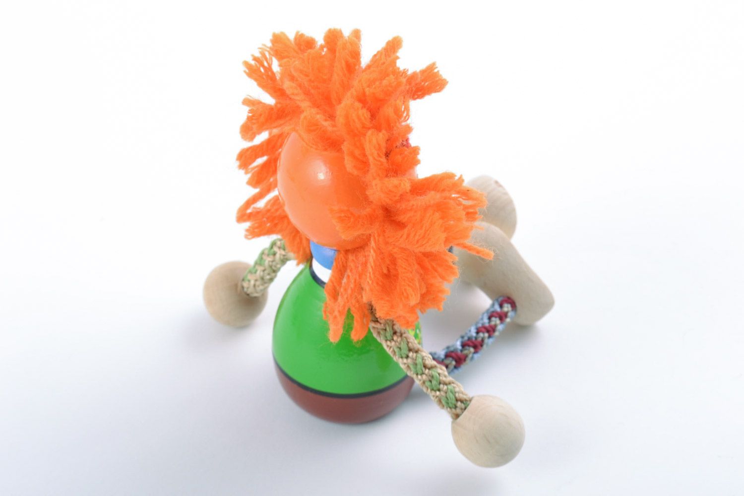 Unusual handmade beautiful wooden toy lion decorated with eco-paints present for children photo 4