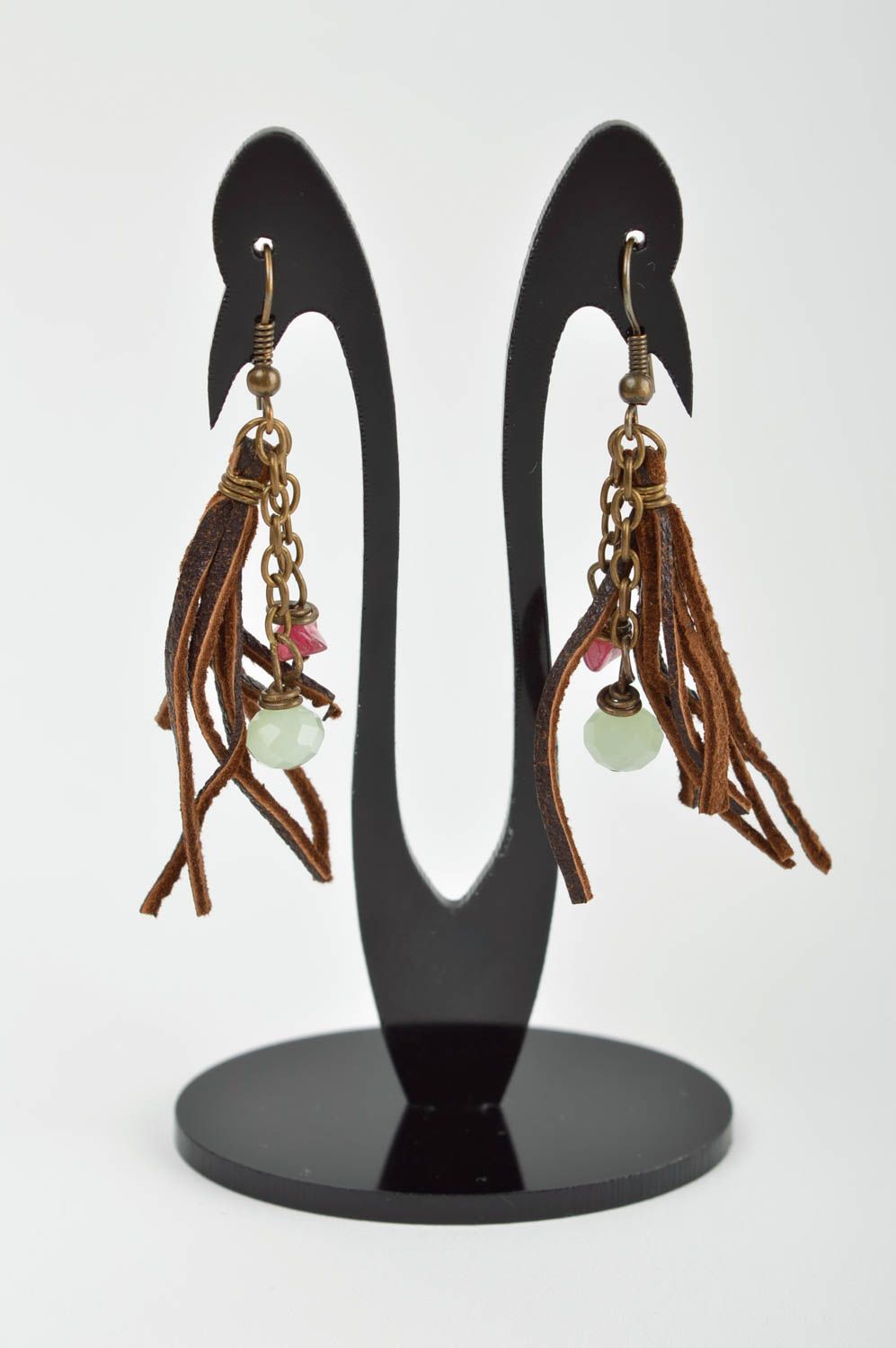 Handmade designer earrings unusual stylish earrings cute leather jewelry photo 2