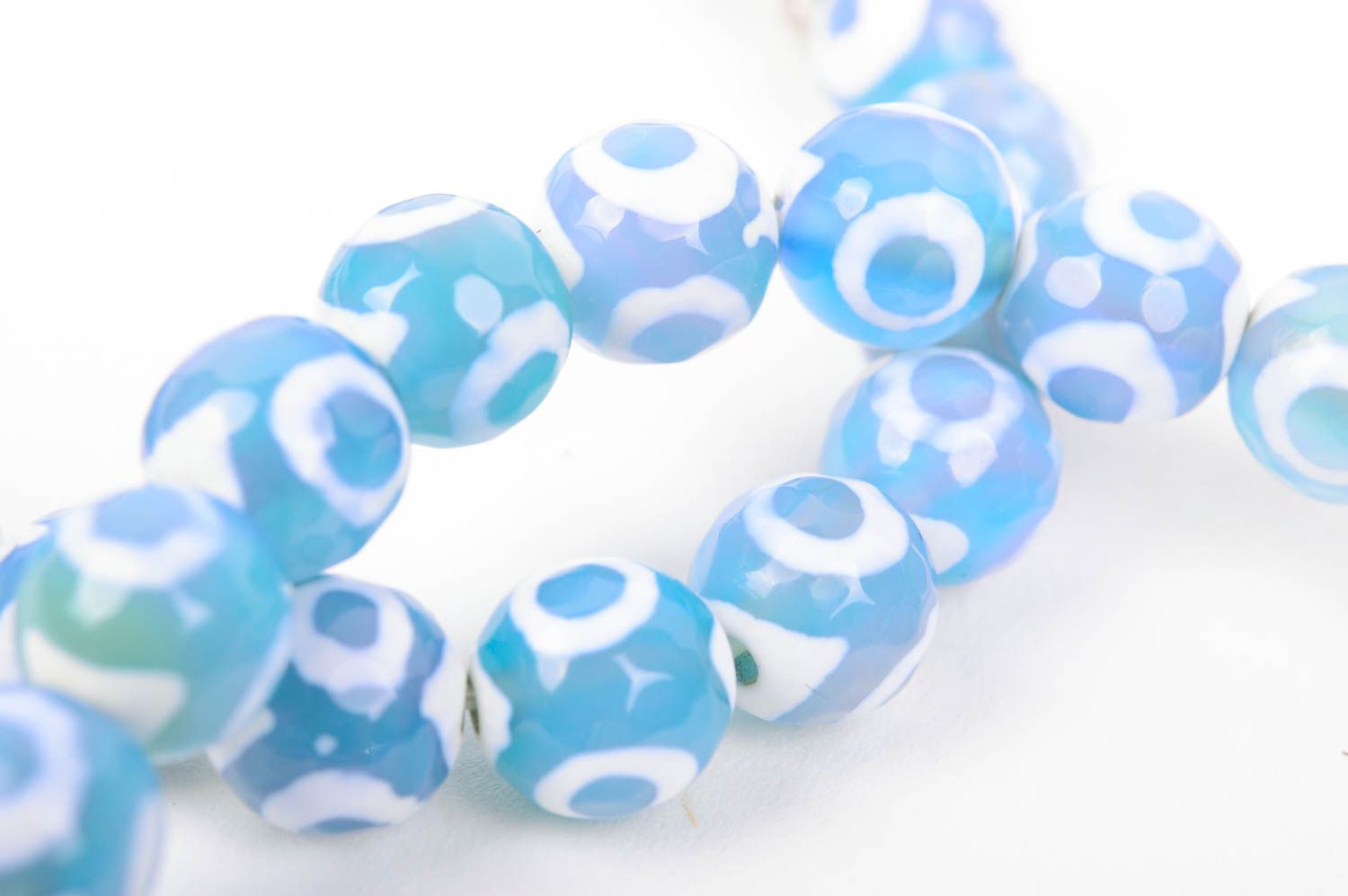 Комплект браслетов из натурального камня ручной работы 2 шт голубые красивые фото 5