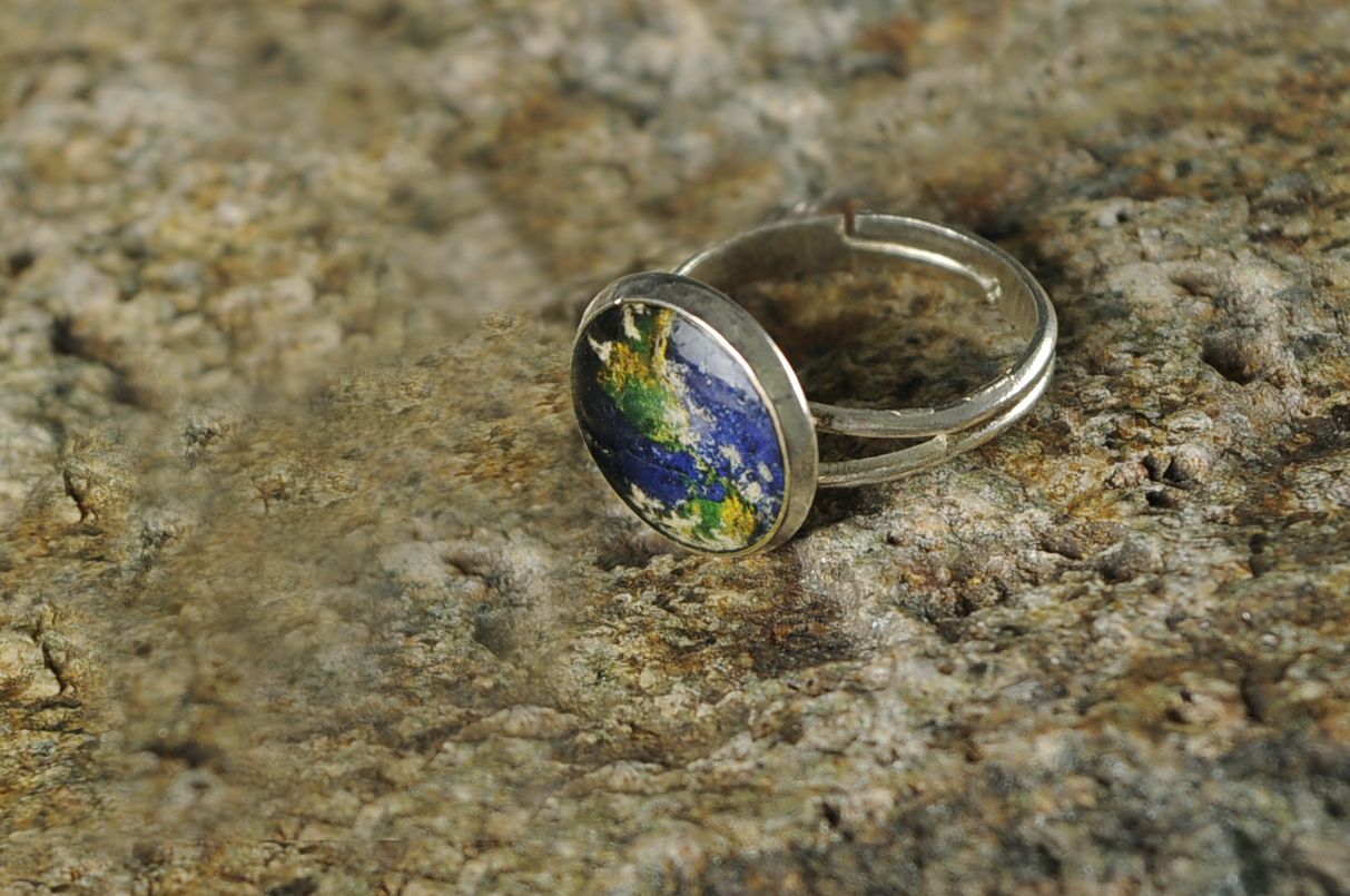 Ring made using decoupage technique Planet photo 1