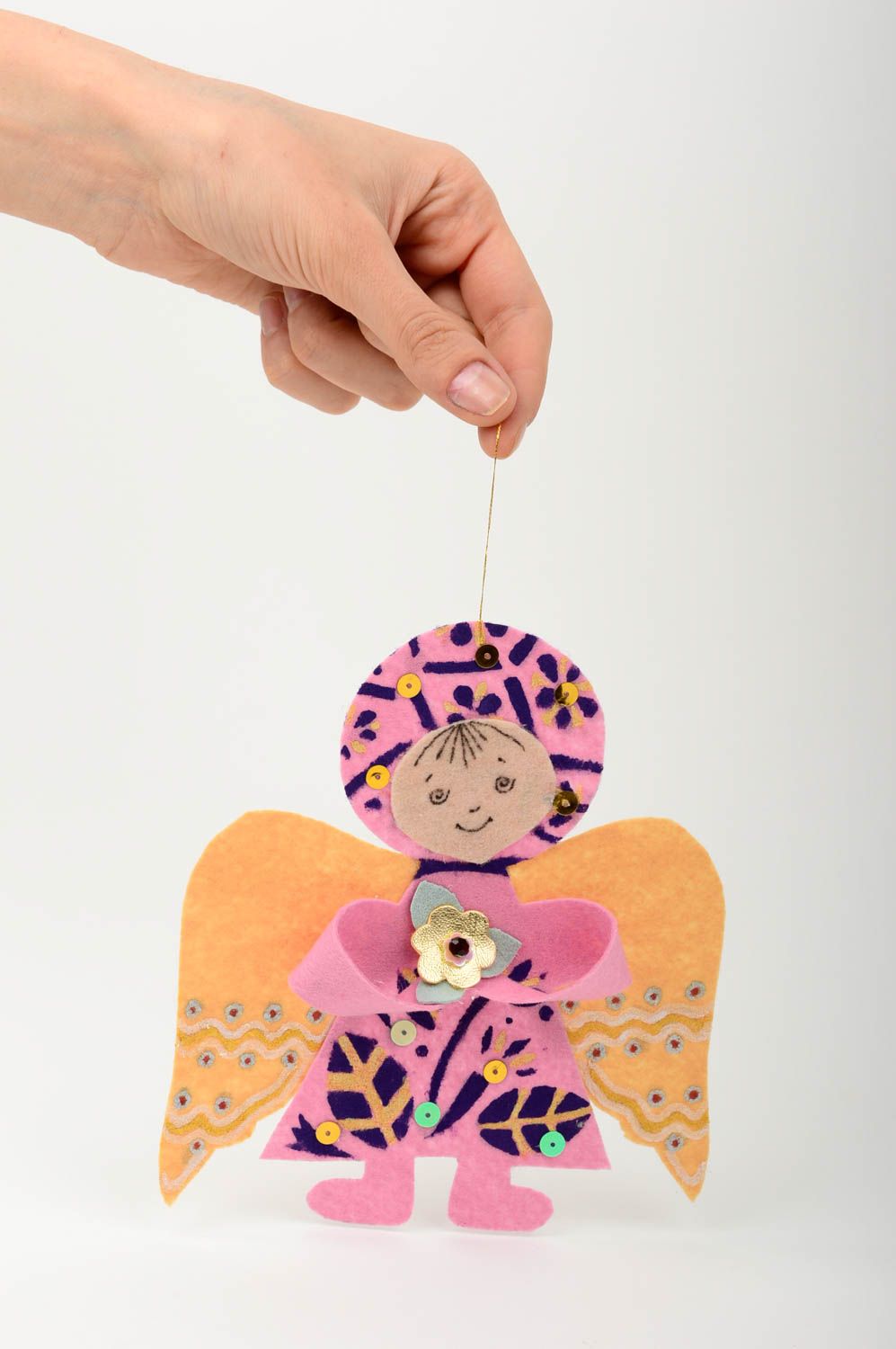 Handmade pink soft toy unusual textile toy designer Christmas tree decor photo 2