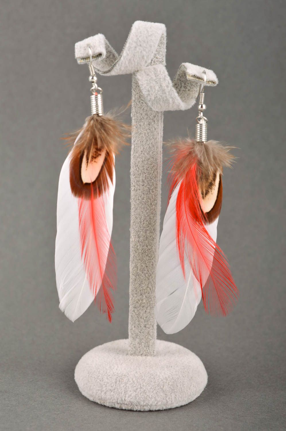 Feather earrings with charms elegant accessories feather jewelry summer jewelry photo 1