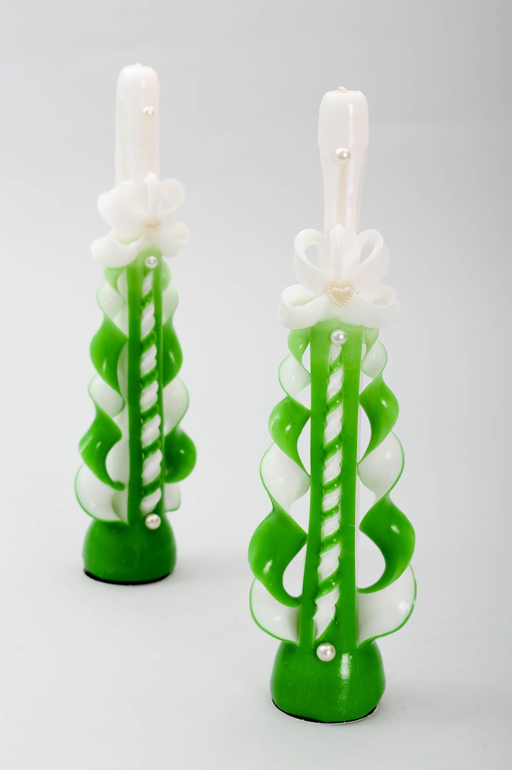 Velas de parafina hechas a mano verdes elementos decorativos regalo original foto 2