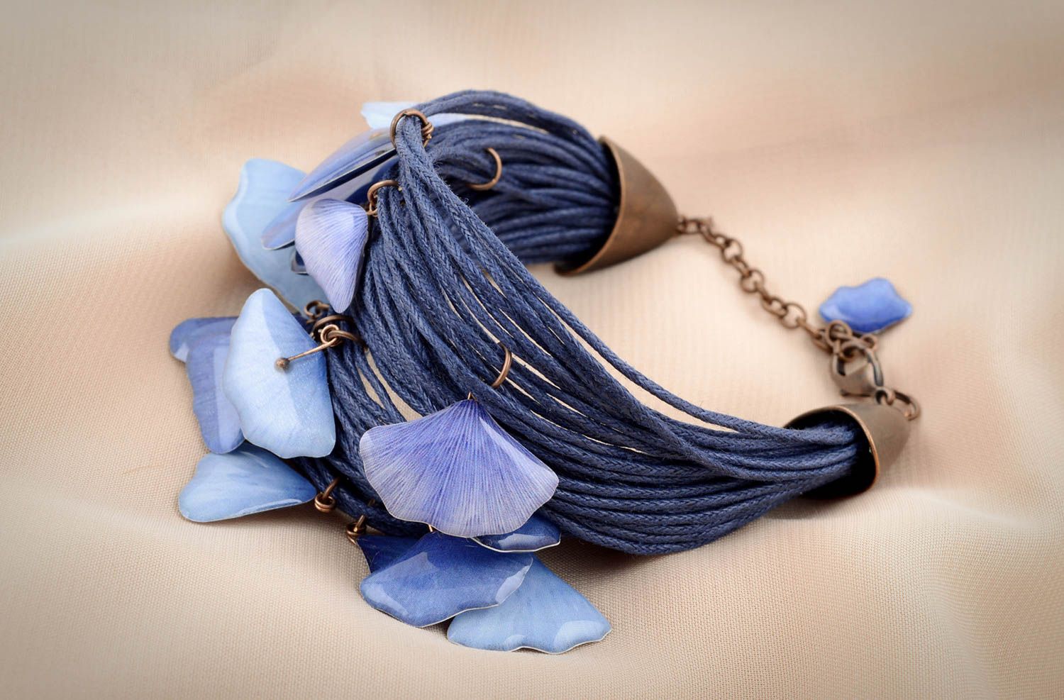 Handmade Designer Schmuck Damen Armband Frauen Accessoire blau stilvoll breit foto 6