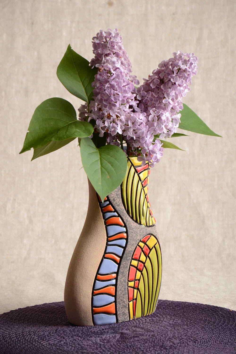 Dekorative Vase aus Porzellan mit Bemalung Handarbeit 800 ml Haus Dekoration foto 1