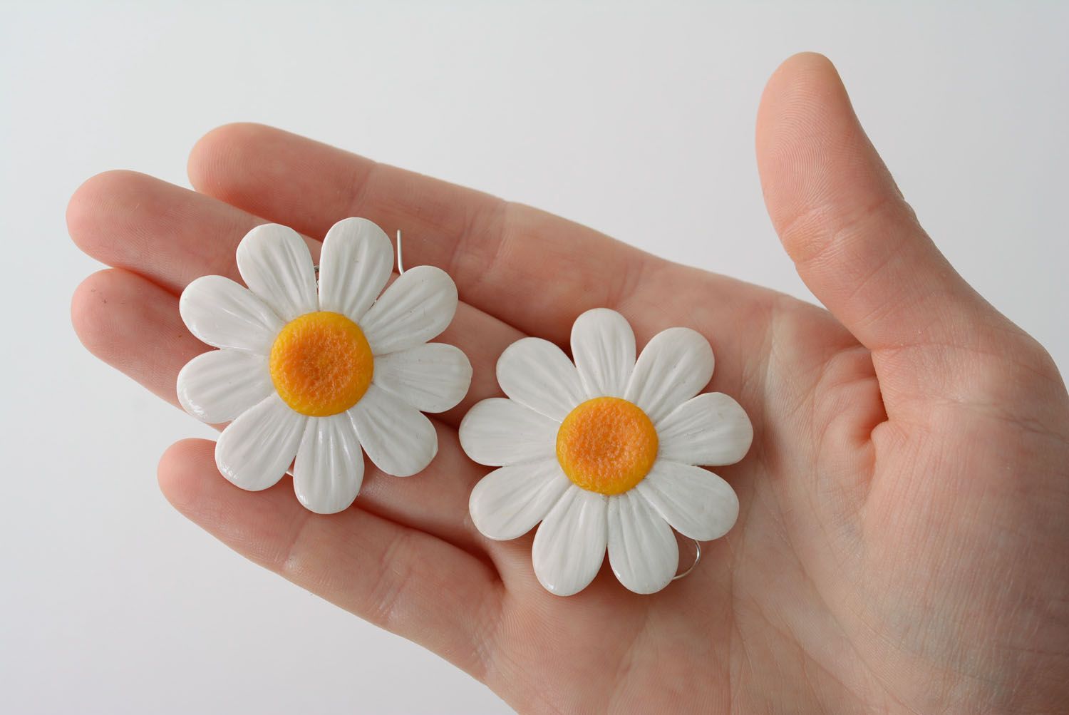 Серьги-цветы из полимерной глины  фото 4