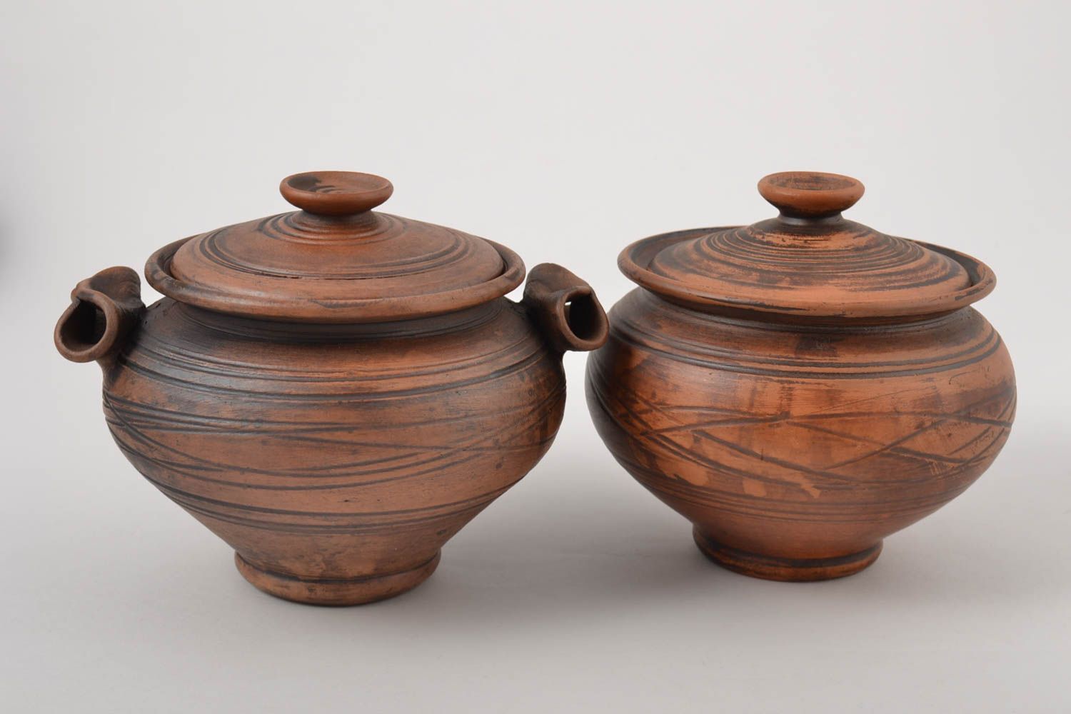 Ceramic kitchenware 2 unusual handmade pots beautiful lovely interior decor photo 4